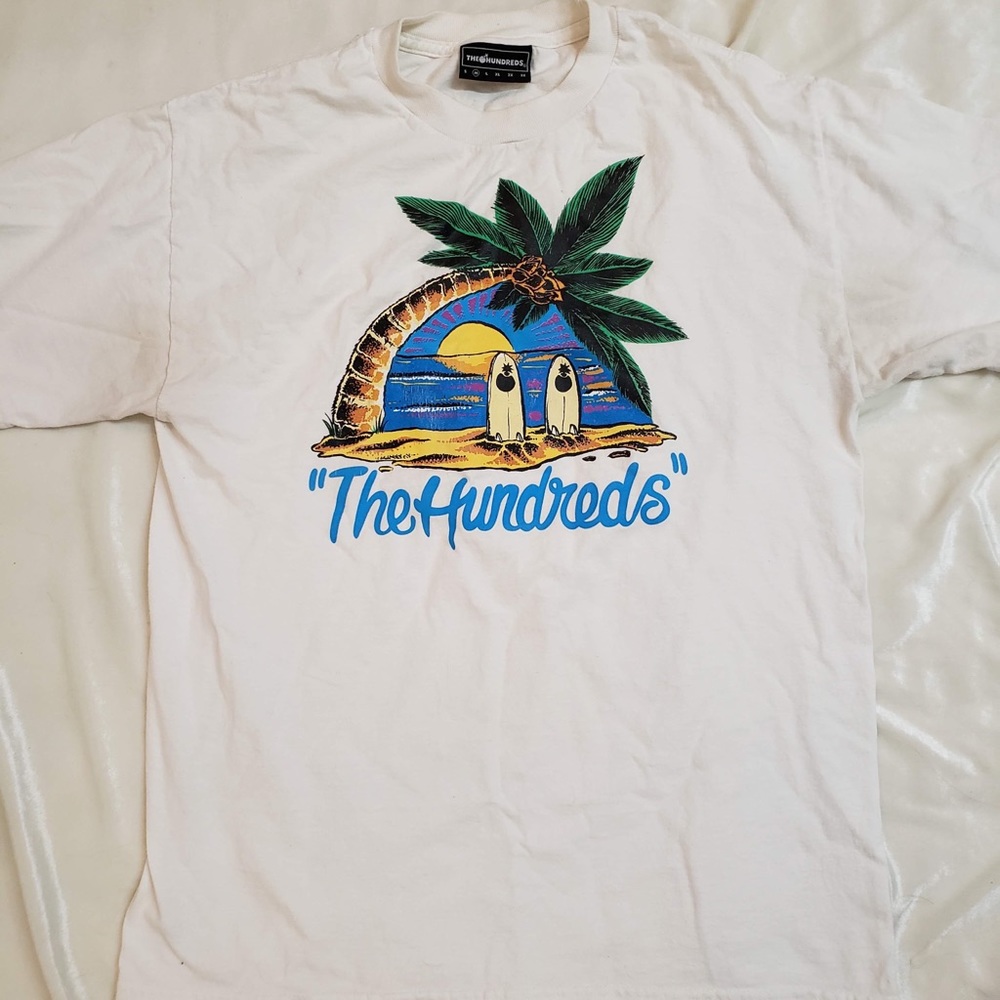 The Hundreds Men’s White T Shirt Beach Tropical
